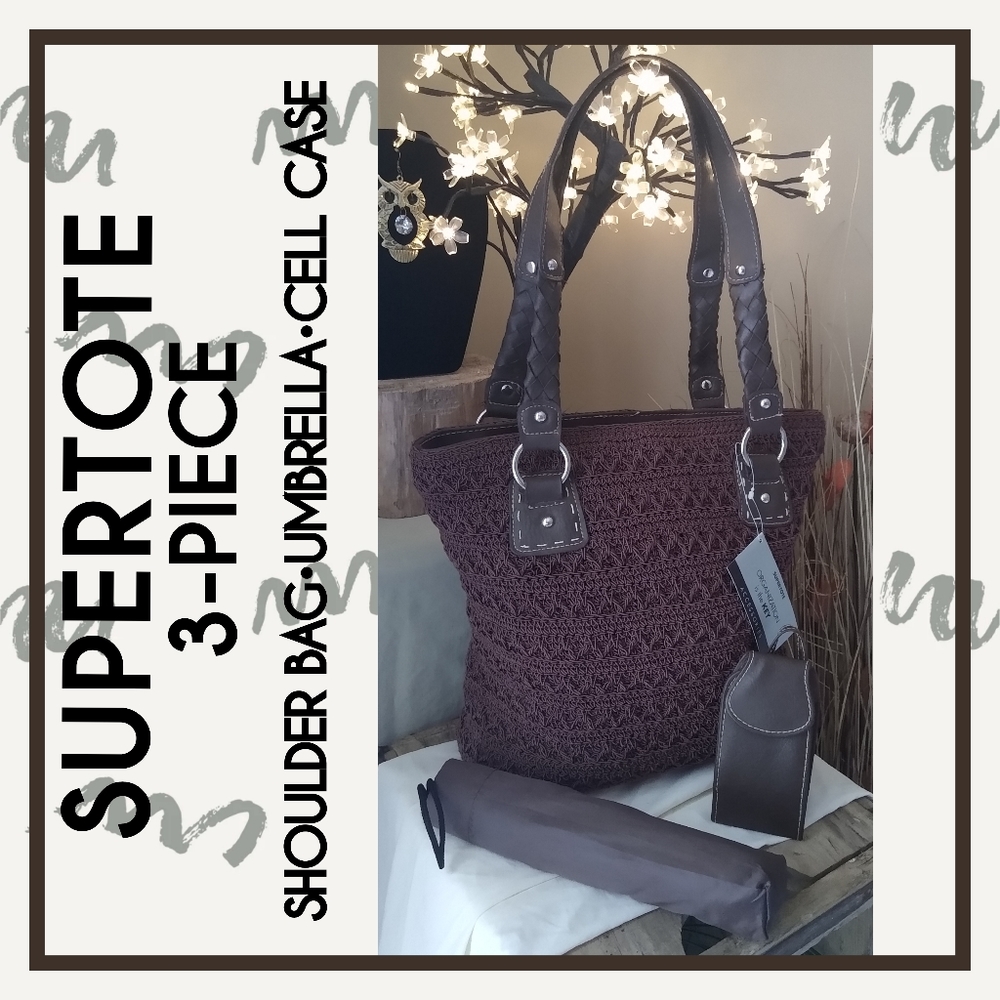 NWT Supertote Heavy Knit Bag w/Accessories